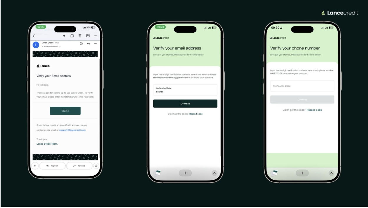 Lance Credit Email Verification Email